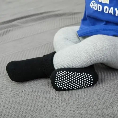 VWU Baby Toddler Kids Ankle Crew Socks with Grips Unisex Warm Thick Cotton Winter Socks 0-10 Years 6/8 Pack - MODAZONE (1)