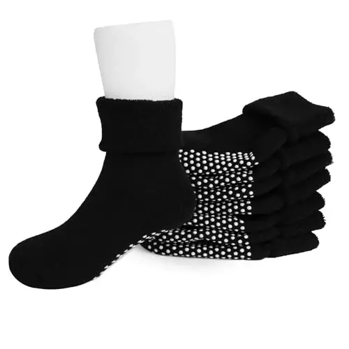 VWU Baby Toddler Kids Ankle Crew Socks with Grips Unisex Warm Thick Cotton Winter Socks 0-10 Years 6/8 Pack - 5