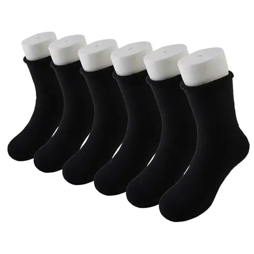 VWU Baby Toddler Kids Ankle Crew Socks with Grips Unisex Warm Thick Cotton Winter Socks 0-10 Years 6/8 Pack - 7