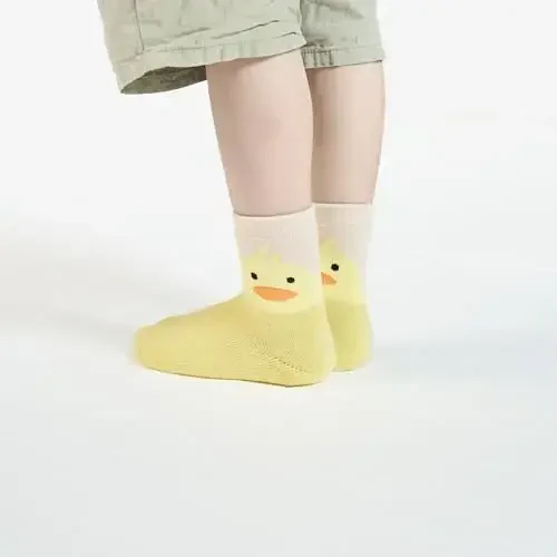 VWU Baby Toddler Kids Ankle Crew Socks with Grips Unisex Warm Thick Cotton Winter Socks 0-10 Years 6/8 Pack - 6