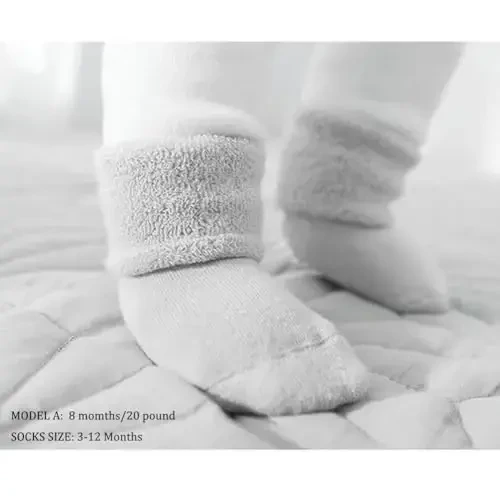 VWU Baby Toddler Kids Ankle Crew Socks with Grips Unisex Warm Thick Cotton Winter Socks 0-10 Years 6/8 Pack - 3