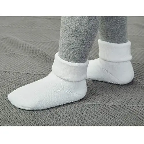VWU Baby Toddler Kids Ankle Crew Socks with Grips Unisex Warm Thick Cotton Winter Socks 0-10 Years 6/8 Pack - 3