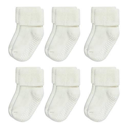 VWU Baby Toddler Kids Ankle Crew Socks with Grips Unisex Warm Thick Cotton Winter Socks 0-10T 6/8 Pack - 21