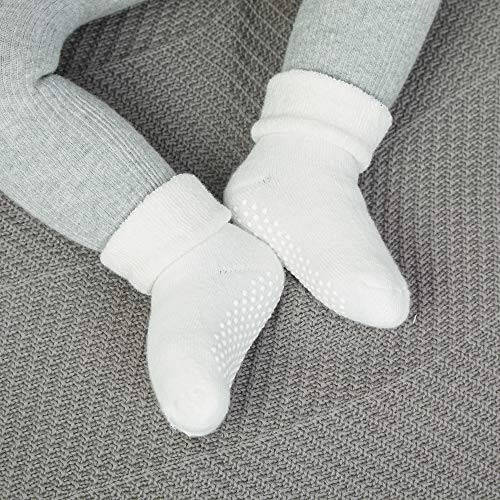 VWU Baby Toddler Kids Ankle Crew Socks with Grips Unisex Warm Thick Cotton Winter Socks 0-10T 6/8 Pack - 23