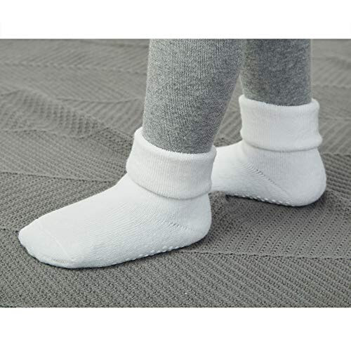 VWU Baby Toddler Kids Ankle Crew Socks with Grips Unisex Warm Thick Cotton Winter Socks 0-10T 6/8 Pack - 24