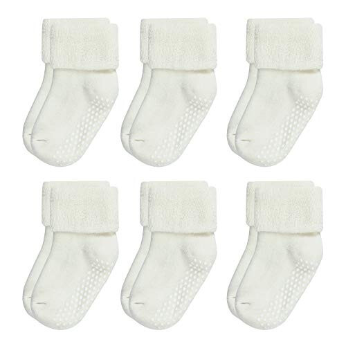 VWU Baby Toddler Kids Ankle Crew Socks with Grips Unisex Warm Thick Cotton Winter Socks 0-10T 6/8 Pack - 11