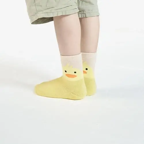 VWU Baby Toddler Kids Ankle Crew Socks with Grips Unisex Warm Thick Cotton Winter Socks 0-10 Years 6/8 Pack - 6