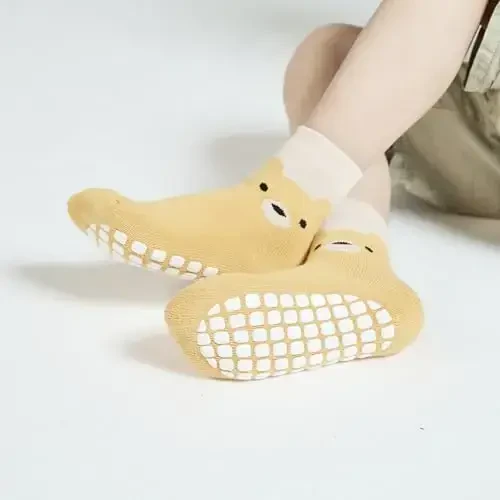 VWU Baby Toddler Kids Ankle Crew Socks with Grips Unisex Warm Thick Cotton Winter Socks 0-10 Years 6/8 Pack - 4