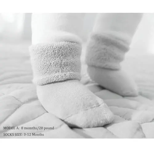 VWU Baby Toddler Kids Ankle Crew Socks with Grips Unisex Warm Thick Cotton Winter Socks 0-10 Years 6/8 Pack - 3