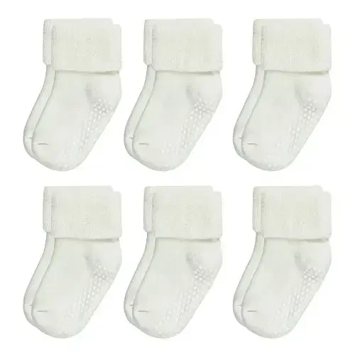 VWU Baby Toddler Kids Ankle Crew Socks with Grips Unisex Warm Thick Cotton Winter Socks 0-10 Years 6/8 Pack 