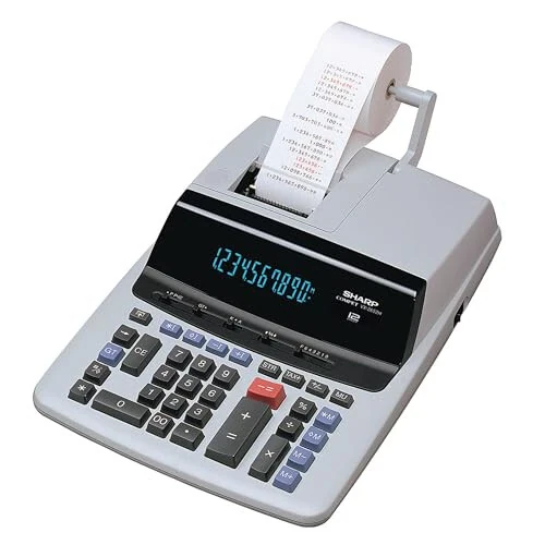 Sharp 12-Digit Print Calculator Desktop Size Adding Machine, Perfect for Everyday Use and Office, Bright, Large Easy-to-Read Numbers on Both The Display and The Two-ColorPrinted Tape (VX-2652H) - Sharp