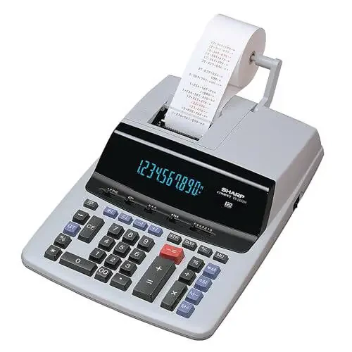 Sharp 12-Digit Print Calculator Desktop Size Adding Machine, Perfect for Everyday Use and Office, Bright, Large Easy-to-Read Numbers on Both The Display and The Two-ColorPrinted Tape (VX-2652H) - 1