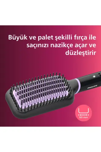 Выпрямляющая расческа Bhh880/00, Широкая зона щетки, Турмалиновое керамическое покрытие, 2 температурных режима - 4