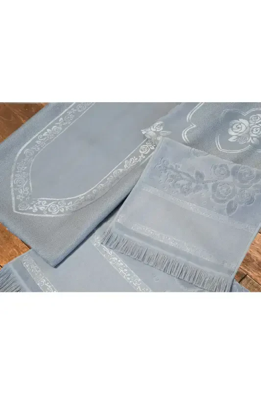 Вышивальный комплект для намаза, сундук, намазлык, 2 полотенца - серый - 1