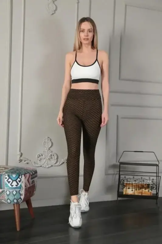 Высокие обтягивающие леггинсы с эластичной сборкой на талии - Желтый - 2