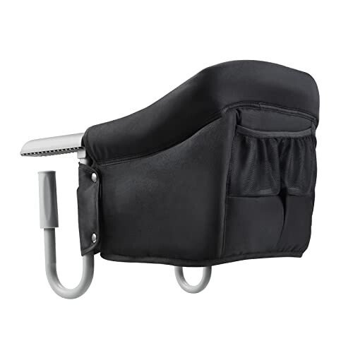 Высокий стул PandaEar на крючке | Портативный детский высокий стул для путешествий | Стол для высокого стула, прищепка для детского стула для кормления, бустер для обеда (черный) - 21