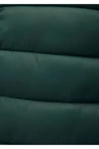 Высокий воротник Зеленая дутая куртка 0110016-89163-Темно-зеленый - 5