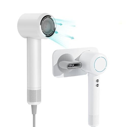Высокоскоростной ионный фен - 110000 об/мин. Бесщеточный двигатель Отрицательные ионные фены для быстрой сушки Тихий низкий уровень шума Термо-контроль Профессиональный фен (белый) - 7