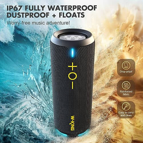 W-KING D320 40W Bluetooth Speaker, IPX7 Waterproof Portable Speaker with Dual Voice Coil, Customized EQ APP, 360 Sound, Party Lights, V5.3, TF/AUX, Black - 3