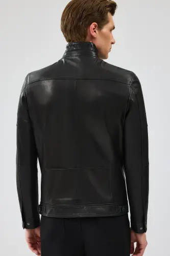 Wade Erkek Siyah Slim-Fit Deri Mont 22WGD6462VE - SIYAH-SIYAH - 5