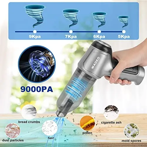 WADEO Handheld Vacuum Cordless, 9000PA Car Vacuum Portable Cordless, Mini Vacuum Cleaner, 0.7lb Ultra-Light, 4-in-1 Versatile Rechargeable Handheld Vacuum for Car, Home, Pet Hair Cleaning - MODAZONE (1)
