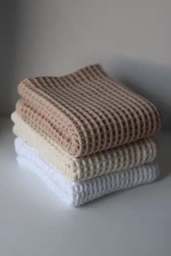 Waffle Baby Blanket 100% Cotton - 75x80 Cm - Swaddle, Towel and Multi-Purpose Use - Cream-Cream - 2