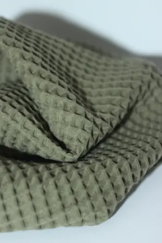 Waffle Baby Blanket 100% Cotton - 75x80 Cm - Swaddle, Towel and Multi-Purpose Use - Khaki Green 