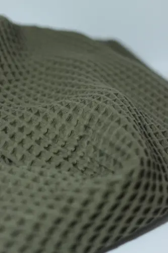 Waffle Baby Blanket 100% Cotton - 75x80 Cm - Swaddle, Towel and Multi-Purpose Use - Khaki Green - 4