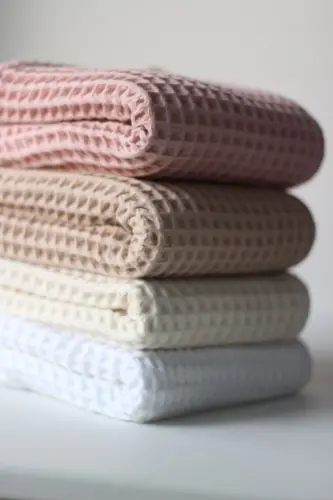 Waffle Baby Blanket 100% Cotton - 75x80 Cm - Swaddle, Towel & Multipurpose Use - White - 3