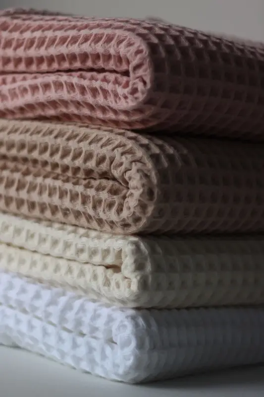 Waffle Bebek Battaniyesi %100 Pamuk - 75x80 Cm - Kundak , Havlu Ve Çok Amaçlı Kullanım - Pudra-Pudra - 5