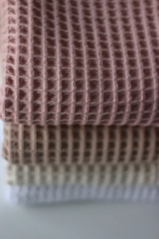 Waffle Bebek Battaniyesi %100 Pamuk - 75x80 Cm - Kundak , Havlu Ve Çok Amaçlı Kullanım - Pudra-Pudra - 7