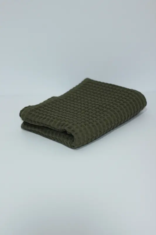 Waffle bolalar adyoli %100 paxta - 75x80 Sm - Ko'rpacha, sochiq va ko'p maqsadli foydalanish-Haki yashil - 2