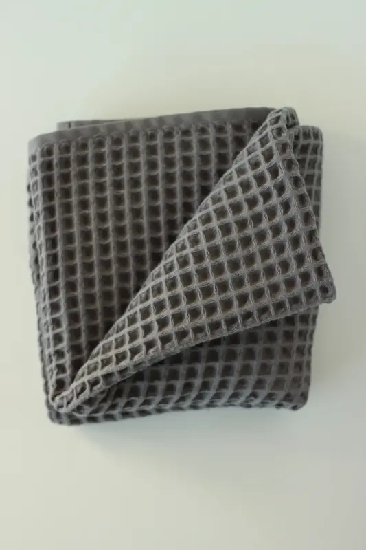 Waffle Bolalar Adyoli %100 Paxta - 75x80 Sm - Oʻrash, Sochiq Va Koʻp Maqsadli Foydalanish - Tutun Rangi-Tutun Rangi - ANNE SESI