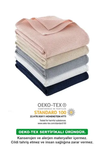 Waffle Çift Kişilik Lacivert Pike Seti - Yumuşak Ve Kaliteli Pike Ve Yastık Kılıfı - 200x220 Cm-Lacivert - 7