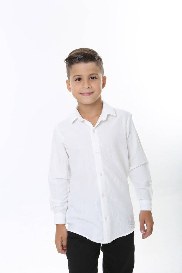 Waffle Fabric White Children's Shirt - 5