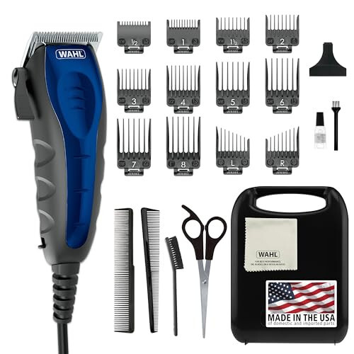 Wahl USA Self Cut Kompakt Şarjlı Kablolu Kuaför Makinesi, Ayarlanabilir İnceltme Kolu ve Kişisel Bakım için 12 Saç Makinesi Kılıfı – Model 79467 - 1