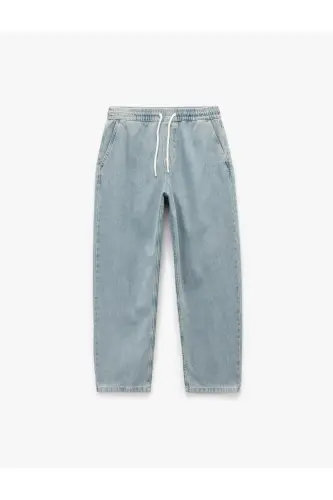 Waist Belted Pocket Detailed Cotton Relaxed Fit Jogg - 4