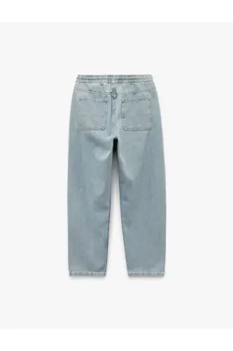 Waist Belted Pocket Detailed Cotton Relaxed Fit Jogg - 5