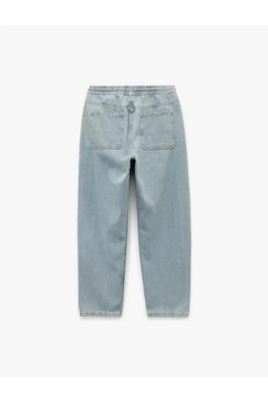 Waist Belted Pocket Detailed Cotton Relaxed Fit Jogg - 5