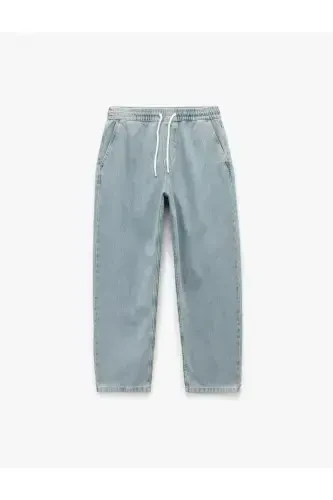 Waist Belted Pocket Detailed Cotton Relaxed Fit Jogg - 4