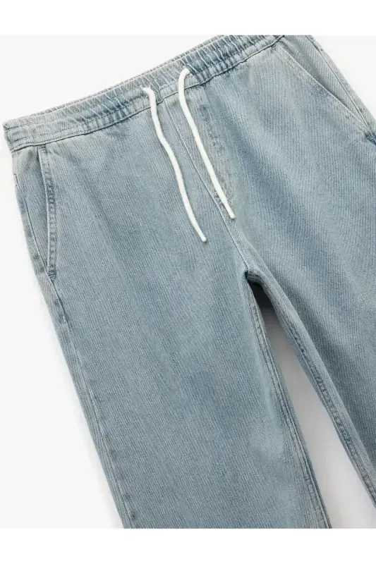 Waist Belted Pocket Detailed Cotton Relaxed Fit Jogg - 6