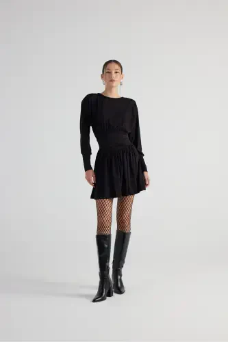 Waist Corset Look Padded Mini Jade Dress Black - 1