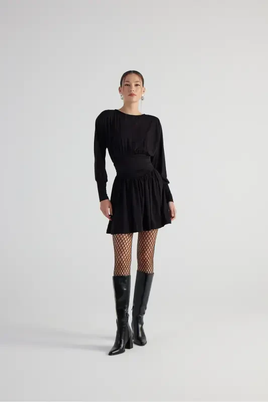 Waist Corset Look Padded Mini Jade Dress Black - 1