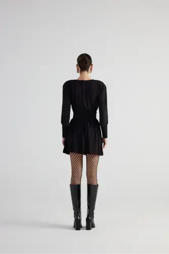 Waist Corset Look Padded Mini Jade Dress Black - 4