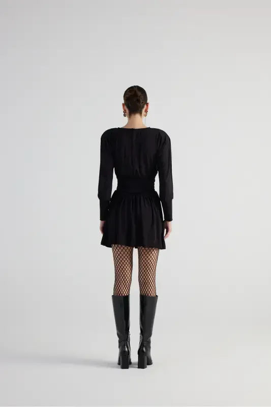 Waist Corset Look Padded Mini Jade Dress Black - 4