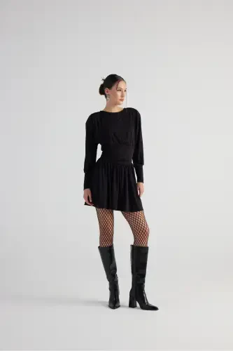 Waist Corset Look Padded Mini Jade Dress Black - 6