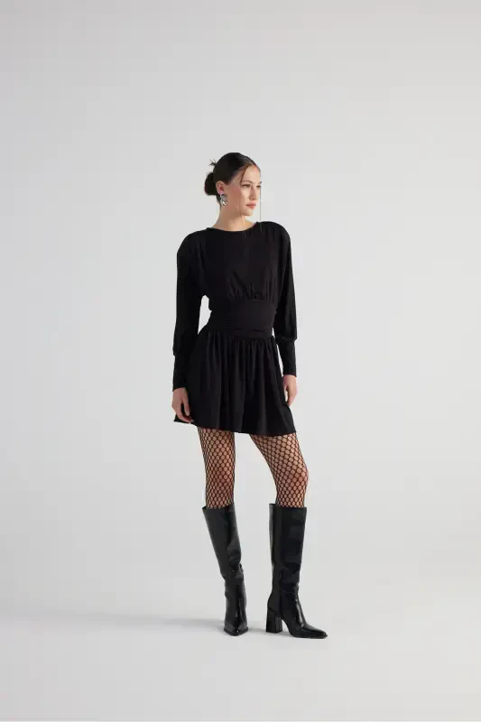 Waist Corset Look Padded Mini Jade Dress Black - 6