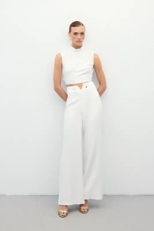 Waist Detailed Pants - Ecru-Ecru - 6