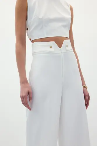 Waist Detailed Pants - Ecru-Ecru - 7