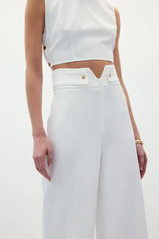 Waist Detailed Pants - Ecru-Ecru - 7